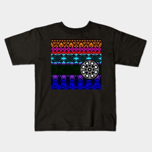 magical pattern of totonac culture in mexican ecopop layer design Kids T-Shirt